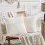 FDTERN 2er Set Creme Weiß Kordsamt Kissenbezug 35x35CM Weich Moderne Dekorative Kissenbezüge Kissenhülle Dekokissenbezug Sofakissen Dekokissen Boho Deko für Sofa Schlafzimmer Wohnzimmer Balkon