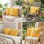 FDTERN 2er Set Hellgelb Kordsamt Kissenbezug 50x50CM Weich Moderne Dekorative Kissenbezüge Kissenhülle Dekokissenbezug Sofakissen Dekokissen Boho Herbst Deko für Sofa Schlafzimmer Wohnzimmer Balkon