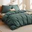 BEDSURE Bettwäsche 200x200 Baumwolle Dunkelgrün - Bettwäsche-Sets 200 x 200 cm Bettbezug 3teilig mit 2 Kissenbezüge 80x80 cm, Oeko-TEX Bedding Grün mit Reißverschluss