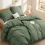 BEDSURE Bettwäsche 135x200 Baumwolle 4teilig - Bettwäsche-Sets Grauolivgrün Bettbezug 2er Set mit 2 Kissenbezüge 80x80 cm, Oeko-TEX Bedding Grün mit Reißverschluss
