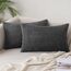 Slozzi 2er Set Kordsamt Kissenbezug Dunkelgrau 40x60 Kissenbezüge Kissenhülle Sofakissen Dekokissenbezug Couchkissen Weich für Sofa Schlafzimmer Wohnzimmer Balkon
