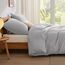 BEDSURE Bettwäsche 155x220 3teilig Silbergrau - 1 Bettbezug 155x220 cm + 2 Kissenbezüge 80X80 cm, ÖKO-TEX Bettwäsche-Sets Grau Polyester Mikrofaser mit Reißverschluss
