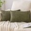 EMEMA Kissenbezug 40x60 cm Kordsamt Kissenbezüge Dekokissen Sofakissen Cord Kissenhülle Zierkissenbezug Kord Dekorative Weiche für Sofa Wohnzimmer Schlafzimmer 2er Set Olivgrün