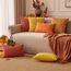 EMEMA Kissenbezug 50x50 cm Herbst Kordsamt Kissenbezüge Dekokissen Sofakissen Cord Kissenhülle Zierkissenbezug Kord Dekorative Weiche für Sofa Wohnzimmer Schlafzimmer 2er Set Gebranntes Orange