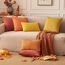 EMEMA Kissenbezug 30x50 cm Herbst Kordsamt Kissenbezüge Dekokissen Sofakissen Cord Kissenhülle Zierkissenbezug Kord Dekorative Weiche für Sofa Wohnzimmer Schlafzimmer 2er Set Gebranntes Orange