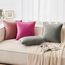 EMEMA Samt Kissenbezug Kissenhülle 30x50 cm Dekorative Sofakissen Dekokissen Umwickelte Kante 2er Set Kissenbezüge Zierkissenbezug für Sofa Wohnzimmer Schlafzimmer Rose Rot