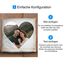 LOOXIS Personalisiertes Kissen mit Foto & Text Herzmotiv, selbst gestalten – 40x40cm, farbige Rückseite, Leinenhaptik – Geschenkidee Männer, Frauen, Jahrestag, Geburtstag, Valentinstag – Cappucchino