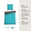 Schiesser Bettwäscheset Doubleface | Renforcé | 2-teilig | Zweifarbig | 100 % Baumwolle | Oeko-Tex® Made in Green Zertifiziert | Reißverschluss | 155x220cm + 80x80cm | Türkis-Dunkelgrau