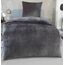DreamHome Winter Wende Plüsch Bettwäsche 135x200 Nicky-Teddy Cashmere Touch Coral Fleece Bettdezug + Kissenbezug 80x80, Farbe:Grau