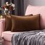 MIULEE 2er Set Samt Kissenbezug Flansch Kissenhülle Dekorative Sofakissen Dekokissen Umwickelte Kante Kissenbezüge Zierkissenbezug für Sofa Wohnzimmer Schlafzimmer 40x60 cm Schokoladenbraun