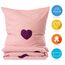 Lavea® Emilia Bettwäsche Kinder Set, Kinderbettwäsche aus 100% Bio-Baumwolle, mit Herzmotiv, weiche Bezüge für Bettdecke und Kopfkissen, mit Reißverschluss, Rosa Bordeaux 135 x 200 cm und 80 x 80 cm