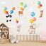 TOARTI 47 Stück Wandaufkleber Kinderzimmer Tiere, Aquarell Wandsticker Babyzimmer, Ballon Tier Wanddeko, DIY Fuchs Hase Deko für Junge Mädchen Schlafzimmer