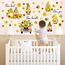 TOARTI Wandtattoos Gelb Bienen Fenster Dekoration Blumen,Biene Gnom Aufkleber,Fensterbilder Frühling Blumen,Fensteraufkleber Biene für Kinderzimmer Wohnzimmer