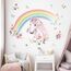 wondever Wandtattoo Regenbogen Groß Wandaufkleber Pferdekopf mit Blumen Wandsticker Wanddeko für Mädchen Kinderzimmer Schlafzimmer Wohnzimmer