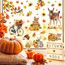 Aonveki 68 Stück Fensterbilder Herbst Selbstklebend, Thanksgiving Herbstdeko Fenster Aufkleber Ohne Kleber, Ahornblätter Kürbis Kleintiere Fensterdeko Herbst für Kinderzimmer Cafe