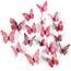Foonii 72 PCS 3D Schmetterlinge Wanddeko Aufkleber Abziehbilder,schlagfestem Kunststoff Schmetterling Dekorationen, Wand-Dekor Rosa
