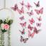 Foonii 72 PCS 3D Schmetterlinge Wanddeko Aufkleber Abziehbilder,schlagfestem Kunststoff Schmetterling Dekorationen, Wand-Dekor Rosa