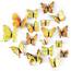 Foonii 72 PCS 3D Schmetterlinge Deko Wanddeko Aufkleber Abziehbilder,Butterfly Wandsticker 3D Wandtatoo für Die Wand Wohnung Hause Schlagfestem Kunststoff Schmetterling Dekorationen Wand-Dekor Gelb