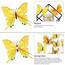 Foonii 72 PCS 3D Schmetterlinge Deko Wanddeko Aufkleber Abziehbilder,Butterfly Wandsticker 3D Wandtatoo für Die Wand Wohnung Hause Schlagfestem Kunststoff Schmetterling Dekorationen Wand-Dekor Gelb