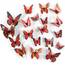 Foonii 72 PCS 3D Schmetterlinge Wanddeko Aufkleber Abziehbilder,schlagfestem Kunststoff Schmetterling Dekorationen, Wand-Dekor Rot
