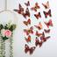 Foonii 72 PCS 3D Schmetterlinge Wanddeko Aufkleber Abziehbilder,schlagfestem Kunststoff Schmetterling Dekorationen, Wand-Dekor Rot
