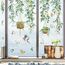 decalmile Fensteraufkleber Hängende Rebe Grün Fensterbilder Frühling Sommer Fenster Abziehbilder Vögel Blätter Pflanzen Vögel Anti-Kollision Fenstersticker Glas Fensterdeko Aufkleber