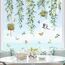 decalmile Fensteraufkleber Hängende Rebe Grün Fensterbilder Frühling Sommer Fenster Abziehbilder Vögel Blätter Pflanzen Vögel Anti-Kollision Fenstersticker Glas Fensterdeko Aufkleber