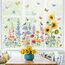 decalmile Fensteraufkleber Blumen Frühling Sommer Fenster Abziehbilder Blumenwiese Wildblumen Sonnenblume Vögel Anti-Kollision Fensterfolie Glas Fensterdeko Aufkleber