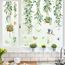 decalmile Fensteraufkleber Hängende Rebe Grün Fensterbilder Frühling Sommer Fenster Abziehbilder Vögel Blätter Pflanzen Vögel Anti-Kollision Fenstersticker Glas Fensterdeko Aufkleber