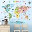 DECOWALL DL3-1615DE Extra groß Weltkarte Tierweltkarte Tiere Wandtattoo (140x110 cm) Wandsticker Wandaufkleber Wanddeko für Wohnzimmer Schlafzimmer Kinderzimmer (Deutsche Ver.)