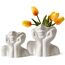 kogxscej Aesthetic Vasen Set 2 Stück Weiße Keramik Vase für ästhetische Blumendekoration Niedliche Kopfvasen Weiße Keramik für Büro Esszimmer Dekoration