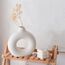 Sawoake Weiße Donut Keramik Vase für Moderne Home Decor, Runde Matte Vasen für Pampasgras, Neutral Boho Nordic Minimalismus Stil Blumenvasen（Groß）