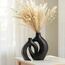 SUKIYPO Hohle Keramikvase, 2er Set Schwarz Moderne Vase für nordische minimalistische Dekoration, runde Boho-ästhetische Blumenvasen für Zuhause, Wohnzimmer, Büro, Bauernhaus, Bücherregal, Dekor