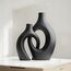 Keramik Vase, SUKIYPO Aufgewertet 2er Set Hohle Schwarz Moderne Vasen für Nordisches, Groß Vasen Deko, ästhetische Boho Blumenvasen für Zuhause, Wohnzimmer, Büro, Bauernhaus, Couchtisch Dekoration