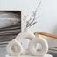 Vasen Deko- Weiße Donut Keramik Vasen Set 3,Vase für Pampasgras Modern Skandinavische Deko,Boho Beige Vase für Wohnzimmer,Flur,Hochzeit,Fensterbank,Tisch,Party Home Deko……