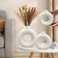 Vasen Deko- Weiße Donut Keramik Vasen Set 3,Vase für Pampasgras Modern Skandinavische Deko,Boho Beige Vase für Wohnzimmer,Flur,Hochzeit,Fensterbank,Tisch,Party Home Deko……