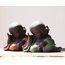 MonLiya Keramik Little Cute Buddha Statue Mönch Figur Kreative Baby Bastelpuppen Ornamente Geschenk Klassisch Chinesisch Fein Keramik Kunsthandwerk Tee Zubehör 2.8 '' Zoll hoch (Grün)