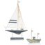 com-four® 2X maritimes Deko-Segelschiff aus Holz in 2 Größen - dekorative Holzboote mit Mittelmeer-Flair fürs Badezimmer [Farbauswahl variiert] (2 Stück Segelboot/Fischkutter - blau/weiß/beige)