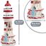 com-four® 2-teiliges maritimes Deko-Set - Dekoratives Holz-Segelschiff 27 cm und Leuchtturm 23 cm für EIN maritimes Ambiente in Ihrem Zuhause (2 Stück Leuchtturm/Segelboot - blau/rot)