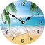 TAHEAT 20 cm Kleine Sommer Palmen Wanduhr Karibik Meer Strand Uhren, Lautlos Ohne Tickgeräusche Holz Wanduhren für Küche/Schlafzimmer/Wohnzimmer/Badezimmer