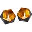 Gadgy Teelichthalter Schwarz Gold - Windlicht-Set 2-Pcs - Metall in Diamantform - Deko fur Esstisch & Wohndeko - Schwarz - 10 x 9 cm