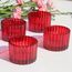 Vohocandle Rote Teelichthalter Glas für Valentinstag, Gerippte Teelichtgläser für Weihnachtsdekoration, Kleine Teelichtglas für Hochzeit, Geburtstagsparty, Heimdekoration und Kirche (5 cm × 3,5 cm)