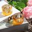 Vohocandle Gold Teelichthalter Glas – 12er Set für Hochzeiten, Teelichtgläser kleine für Windlichter Tischdeko, Teelichtglas für Weihnachten, Geburtstagsfeier, Urlaub, Party (5 × 3,5 cm, Gold)