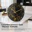 VIKMARI Schwarzes-Goldenes Modernes Marmor-Textur 30CM Wanduhr mit Golduhrenzeigern - Geräuschlos, batteriebetrieben, runde Quarzuhr - Rustikale Dekoration für Küche, Schlafzimmer, Wohnzimmer & Büro