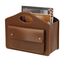HofferRuffer Leder Zeitschriftenhalter mit Griff, Faltbarer Zeitungshalter mit Kleiner Vordertasche, Aufbewahrungskorb 35*28*15.2cm Braun