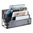 Relaxdays Zeitschriftenhalter Metall, 4 Fächer, Dokumentenablage Büro, HBT: 26x45x18 cm, Magazinhalter, Briefe, schwarz