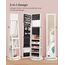 SONGMICS Schmuckschrank, Standspiegel, Spiegelschrank, mit Ganzkörperspiegel, um 360° drehbar, Schmuckaufbewahrung, abschließbar, mit Schlüsseln, Geschenkidee, weiß mit Grauer Holzmaserung JBC62W