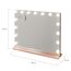 Flamingueo Schminkspiegel mit Beleuchtung - 15 LED - 3 Modi - Einstellbare Intensität - Touch Control - USB Port - Vergrößerungsspiegel Inklusive - Kosmetikspiegel - Rose Gold - 58x12x48cm