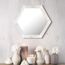 Stonebriar Decorative 24" Hexagon Hanging Wall Mirror with Worn White Painted Wood Frame and Attached Hanging Bracket