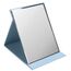 ZBEIVAN Tragbarer, faltbarer Make-up-Spiegel, rahmenlos, PU-Leder, Schreibtischspiegel mit Ständer, für Camping, Reisen, Tischplatte, persönlich, Blau
